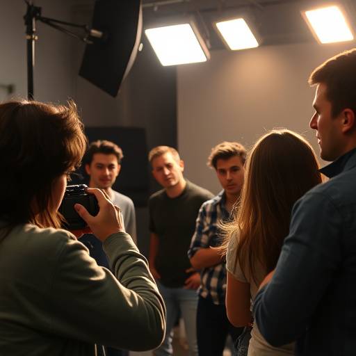 Schauspieler in einem Filmschauspielkurs, die vor der Kamera agieren